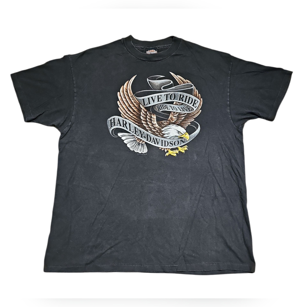 Vtg 90 Harley Davidson Nashville Biker C&S Music City USA Live To Ride Tshirt XL